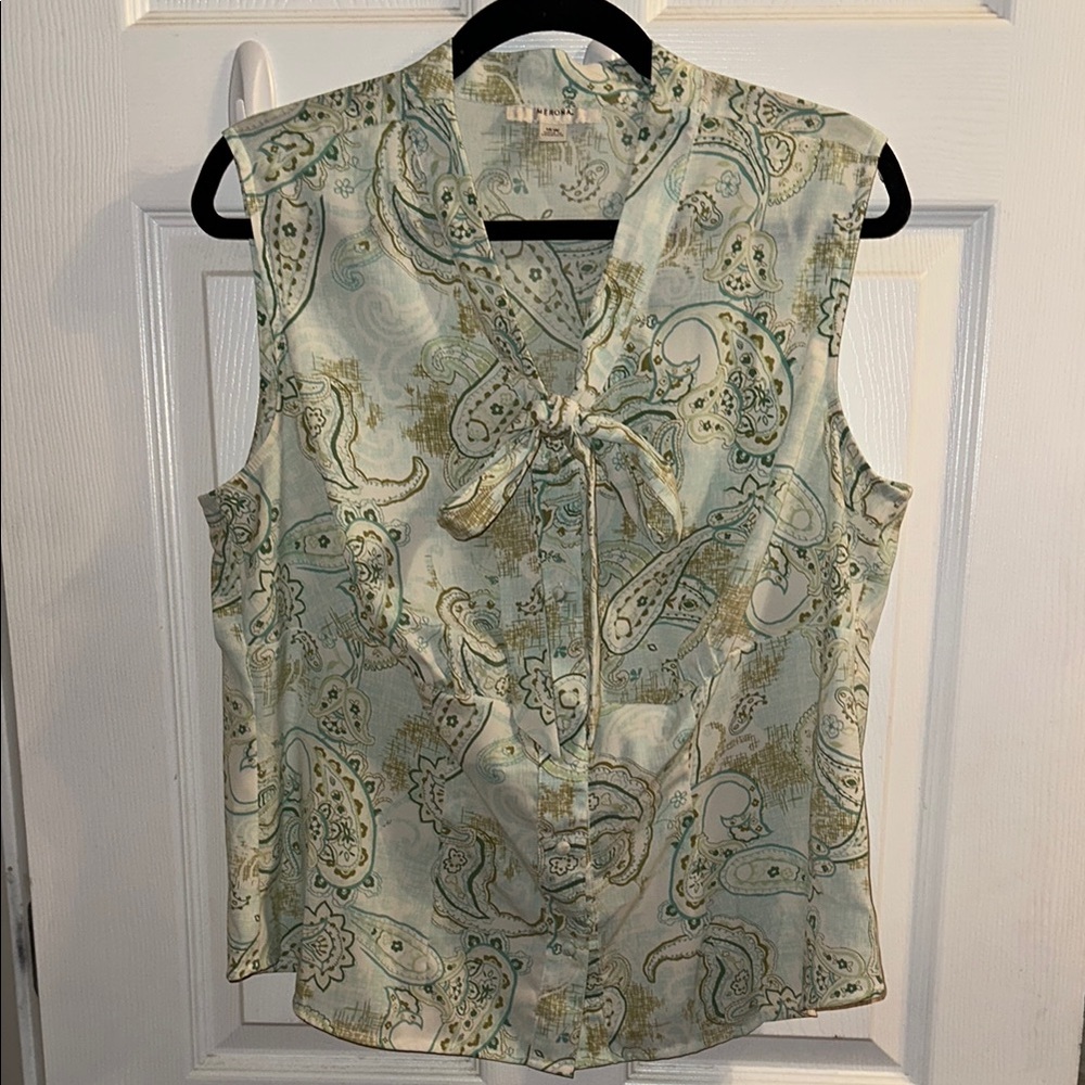 Paisley Sleeveless Top - Green